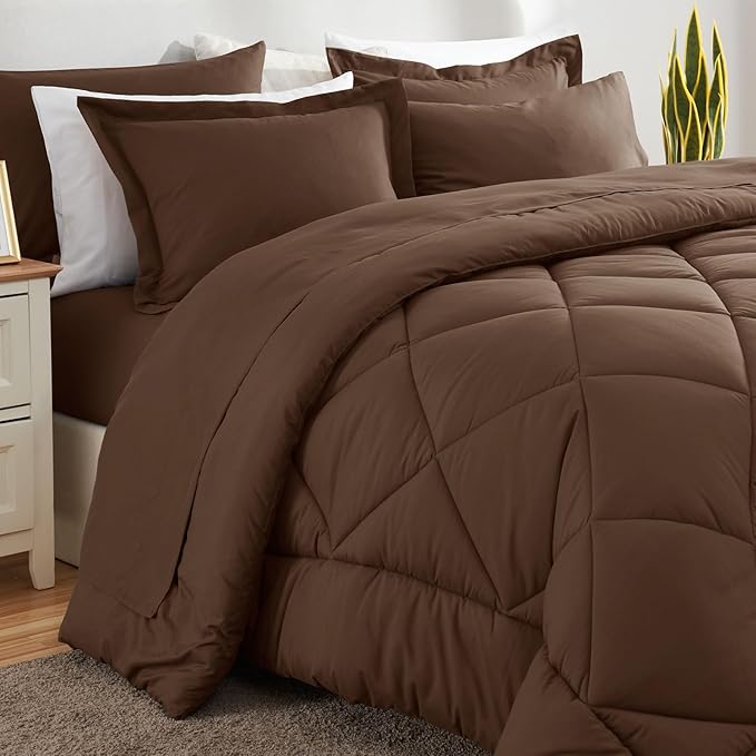 CozyLux King Size Comforter Set Brown - Image 8