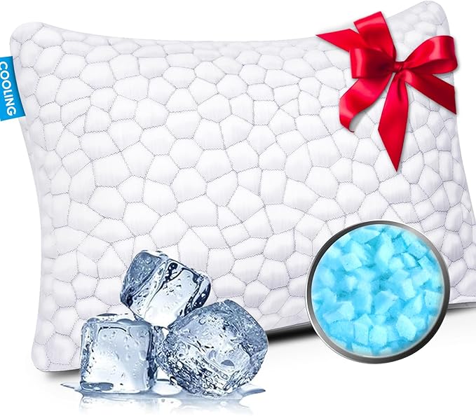 Cooling Bed Pillows for Sleeping 1 Pack Shredded Memory Foam Pillows Adjustable by SUPAMODERN