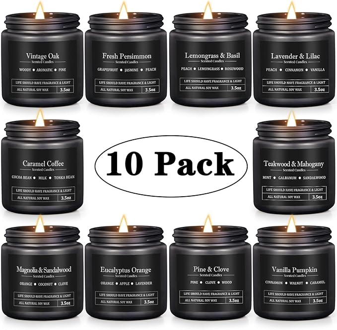 10 Pack Scented Candles for Men, Masculine Candle Gift Set - Image 2