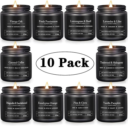10 Pack Scented Candles for Men, Masculine Candle Gift Set - Image 2