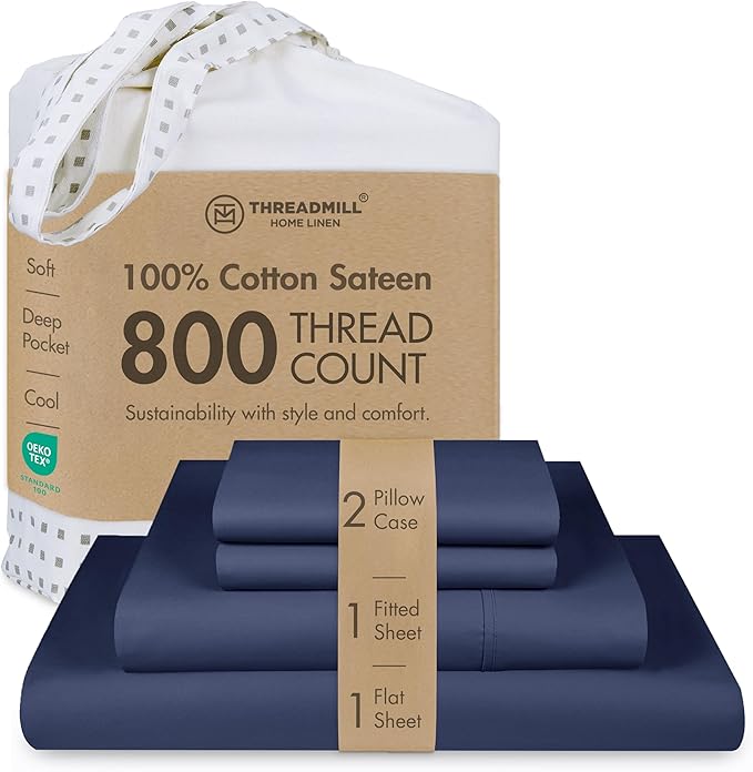 Threadmill Luxury 800 Thread Count California King 100% Cotton Sheets by ThreadmillHomeLinen