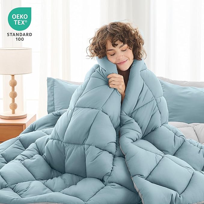MUXHOMO 7 Pieces Full Comforter Set, Reversible Bed in a Bag Full Size - Image 2