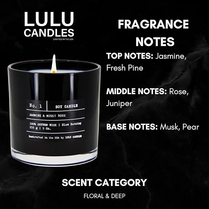 Lulu Candles | Jasmine & Musky Rose | Luxury Scented Soy Jar Candle | Hand - Image 2