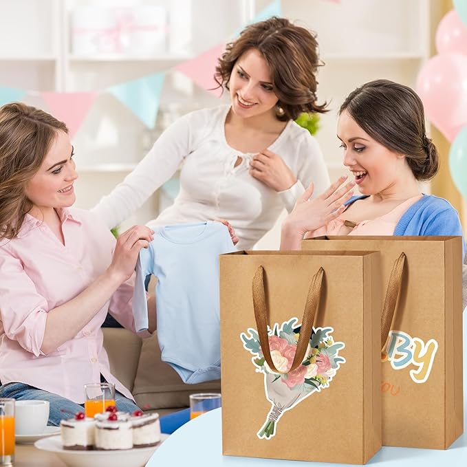 BagDream Brown Gift Bags with Handles 8x4x11 Inch 50pcs Brown Kraft Paper Bags Bulk, Medium Birthday Wedding Party Shopping Retail Merchandise Paper Sacks