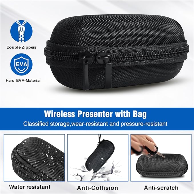 DINOSTRIKE Wireless Presenter Remote with Portable Case, USB C Presentation Clicker with case for PowerPoint with Storage Organizer Bag-Teachers Office Essentials