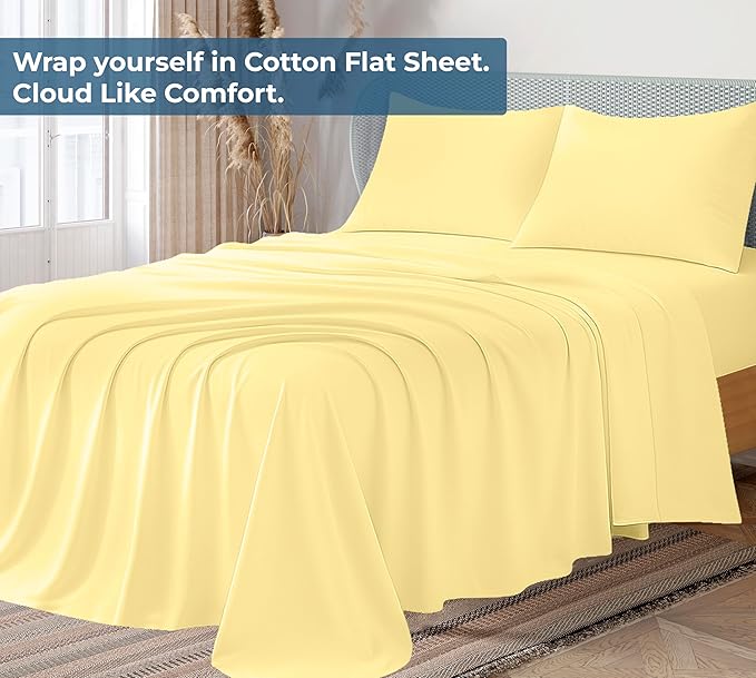 Royale Linens 100% Organic Cotton Queen Flat Sheet Only - Image 2