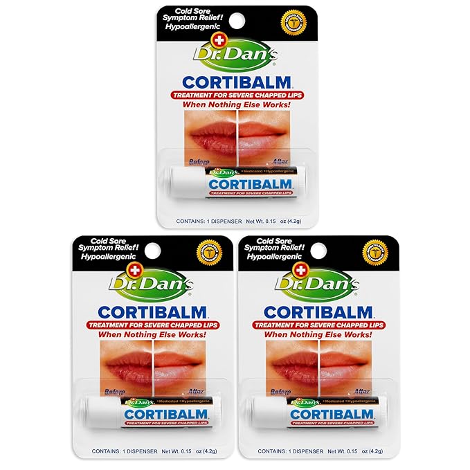 Dr. Dan's Cortibalm- 3 Pack- for Dry Cracked Lips by DrDans