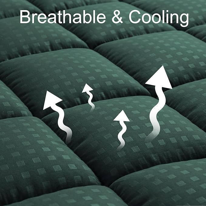 HYLEORY California King Mattress Pad Quilted Fitted Mattress Protector Cooling - Image 2