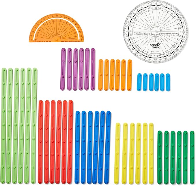 hand2mind AngLegs Classroom Set with 30 Protractors, Geometry Manipulatives, Geometric Shapes for Classroom, Montessori Math Materials, Math Teaching Tools, 4th Grade Math Manipulatives for Kids