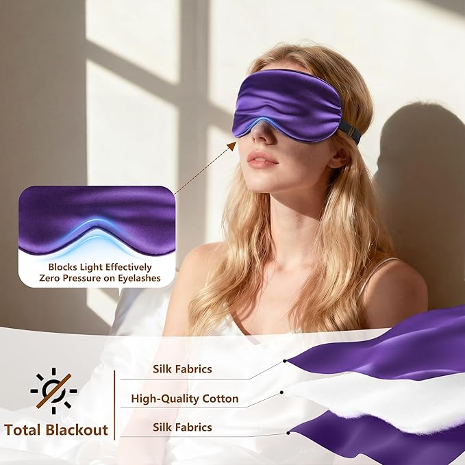 Sleep Mask Silk Eye Mask for Men Sleeping Mask, Adjustable Elastic Strap for - Image 3
