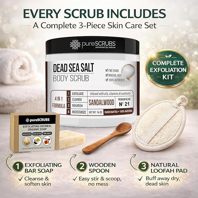 pureSCRUBS Premium Sandalwood Body Scrub Set - Image 4