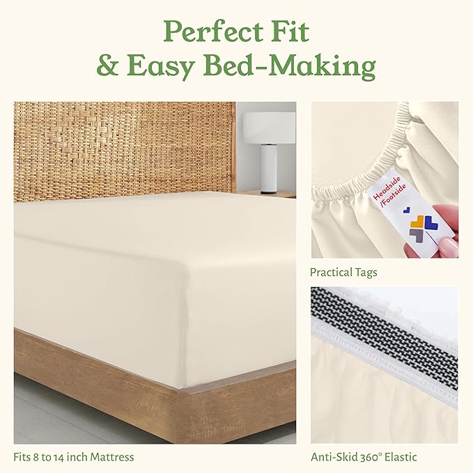 California Design Den 100% Organic Cotton Twin XL Fitted Sheet Only, Deep - Image 7