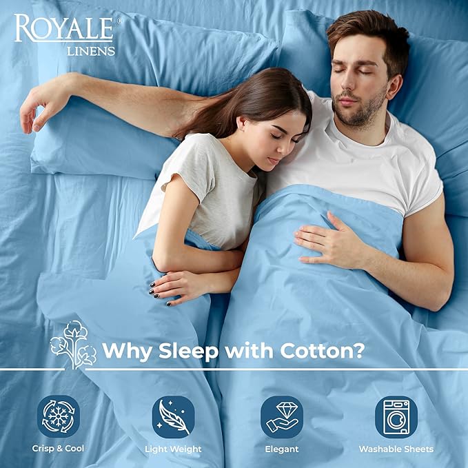 Royale Linens 100% Organic Cotton Twin Flat Sheet Only - Image 3
