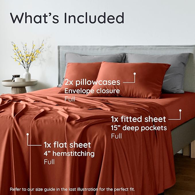 Bambaw 100% Viscose Derived from Bamboo Sheets Full Size Set – 4pcs Set of Full - Image 2