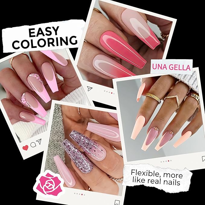UNA GELLA Long Coffin Nail Tips: 216pcs Coffin Acrylic Fake Nails Full Cover - Image 4