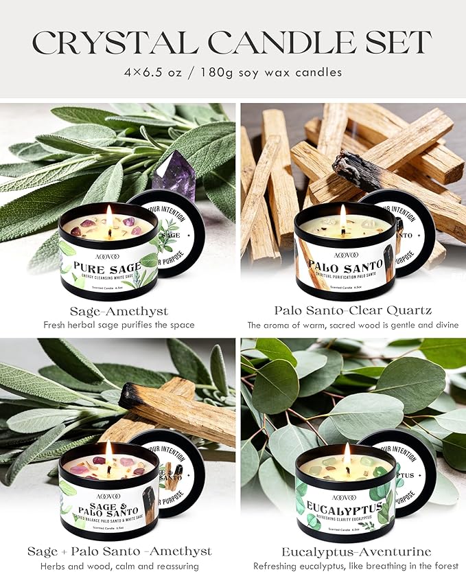 AOOVOO 4 Pack Sage Candles - Image 3