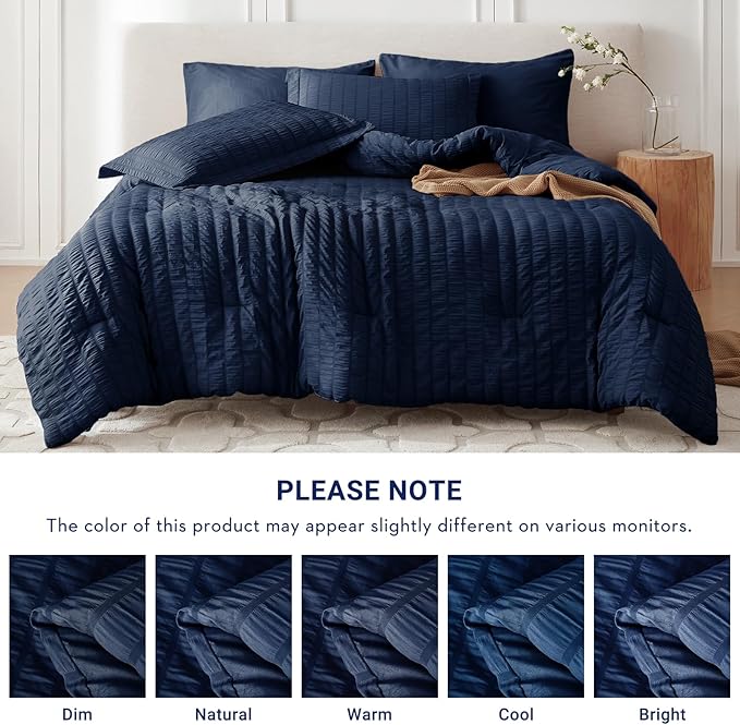 MUXHOMO 7 Pieces Full Comforter Set, Seersucker Bed in a Bag Full Size - Image 5