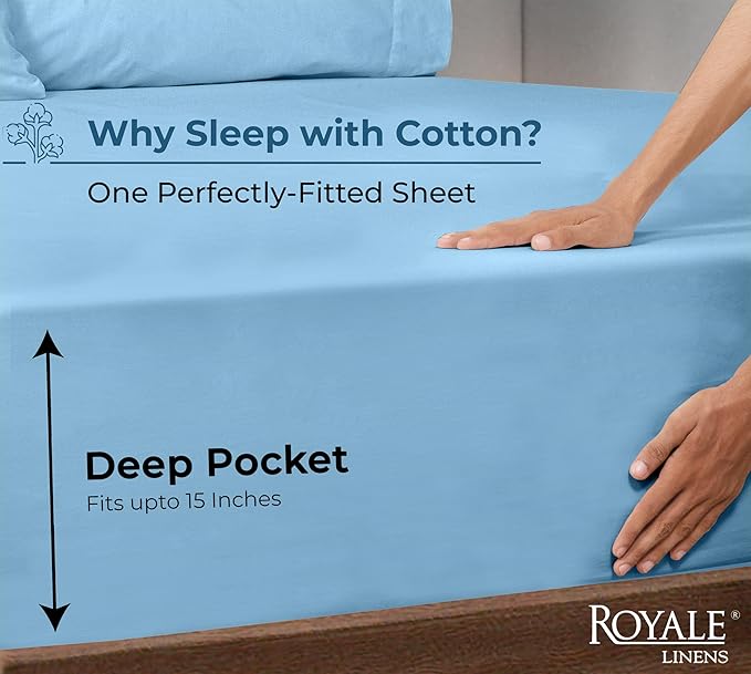 Royale Linen 100% Organic Cotton Fitted Sheet - Image 2