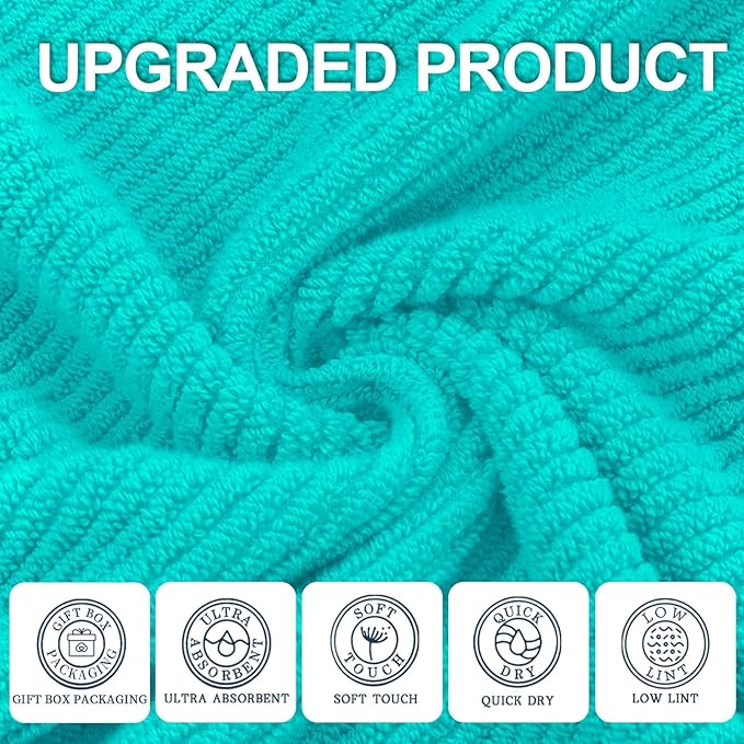 Turquoise Bath Towel with Hanging Loop - Image 2