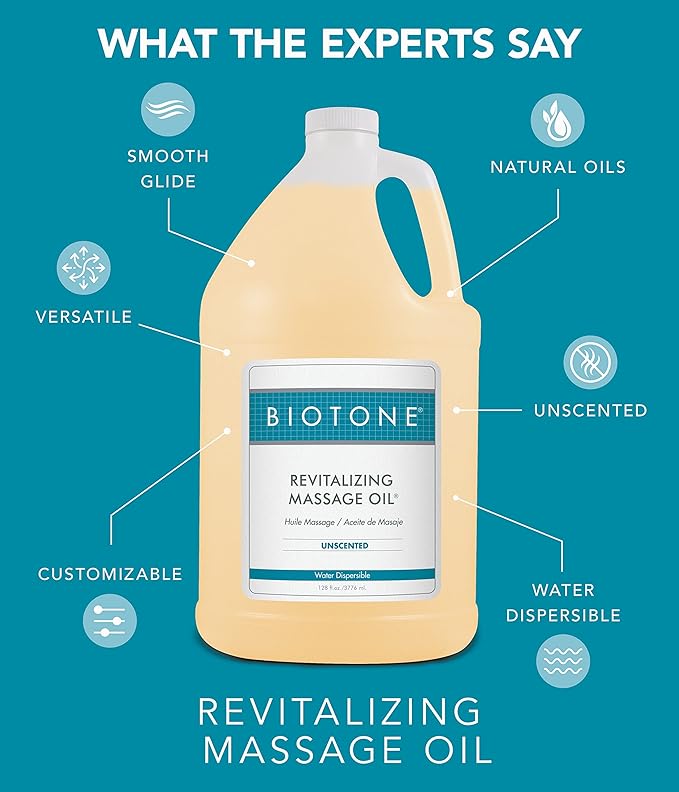Biotone Revitalizing Massage Oil Unscented, 128 Ounces - Image 5
