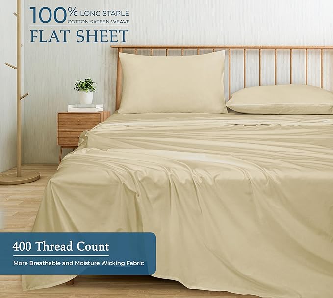 400 Thread Count 100% American Grown Cotton Flat Sheet - Image 4