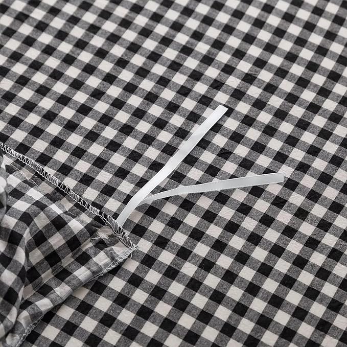 mixinni Black White Gingham Ruffle Duvet Cover Twin Size 3 Pieces – 100% Washed - Image 9