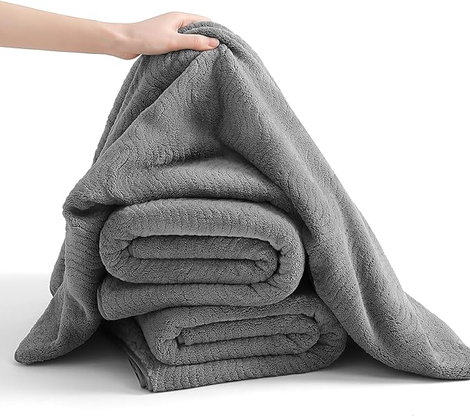 4 Piece Extra Large Bath Towel 35"x70" Oversized Bath Sheet Grey Bath Towel Set - Image 9