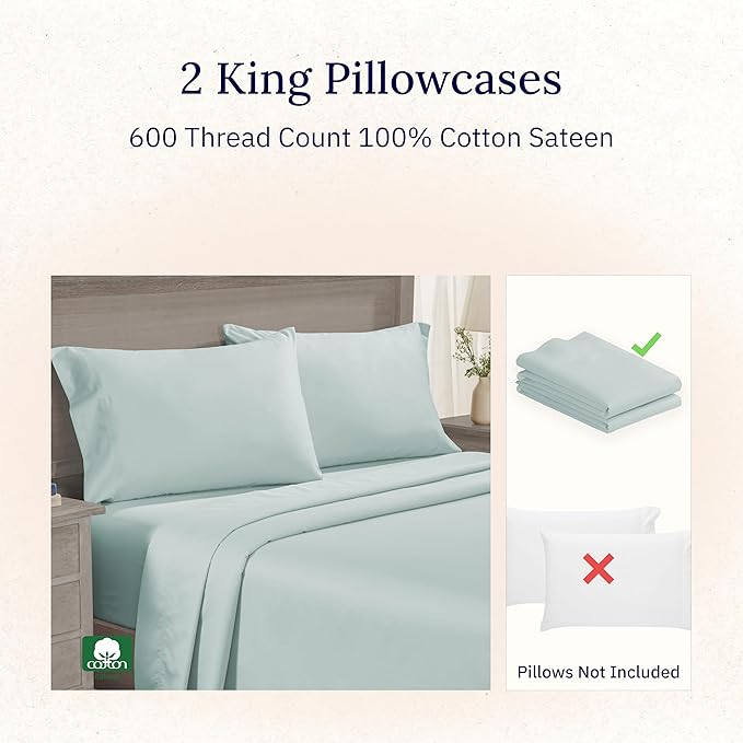 CALIFORNIA DESIGN DEN Luxuriously Soft Hotel Quality 600 Thread Count, 100% - Image 4