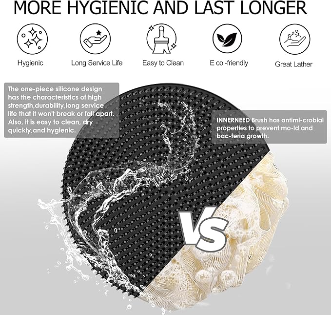 INNERNEED Food-Grade Soft Silicone Body Scrubber Shower Brush Handheld - Image 2