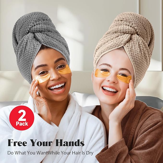 MABAO 2 Pack Microfiber Hair Towel Wrap - Image 3