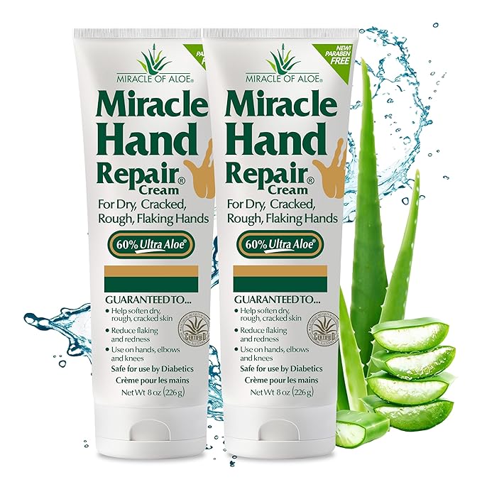 Miracle Hand Repair Cream for Dry Cracked Hands 8 oz Best Healing Hand Cream by MiracleofAloe%C2%AE