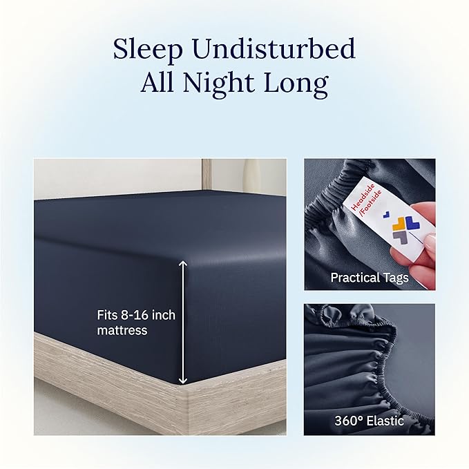 California Design Den Fitted Sheet Full Cotton, Deep Pocket Soft 400 Thread - Image 6