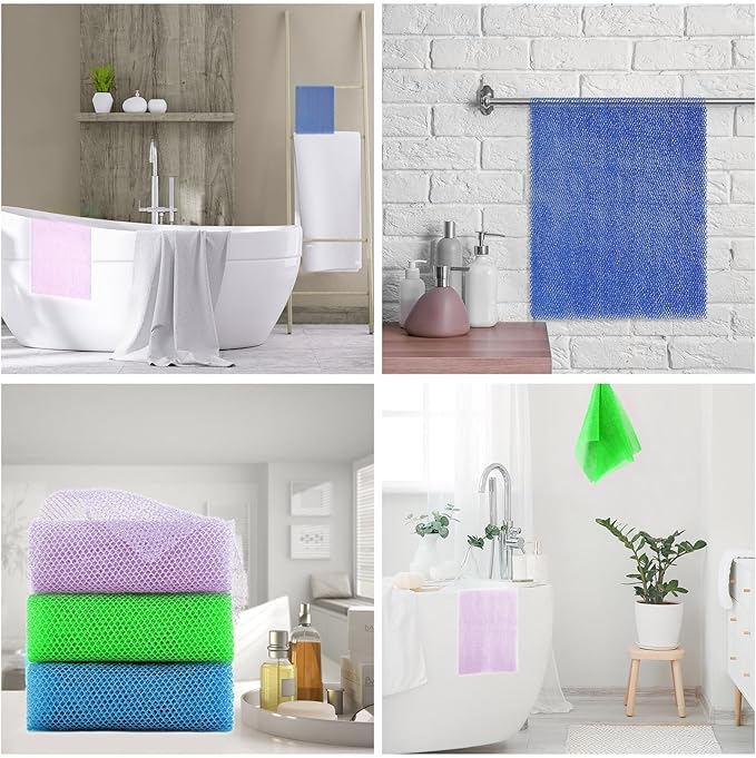 UJFQBH 3 Pieces African exfoliating net African Net Long Net Bath Sponge - Image 7