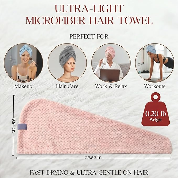 3 Pack Microfiber Hair Towel Wrap - Image 2