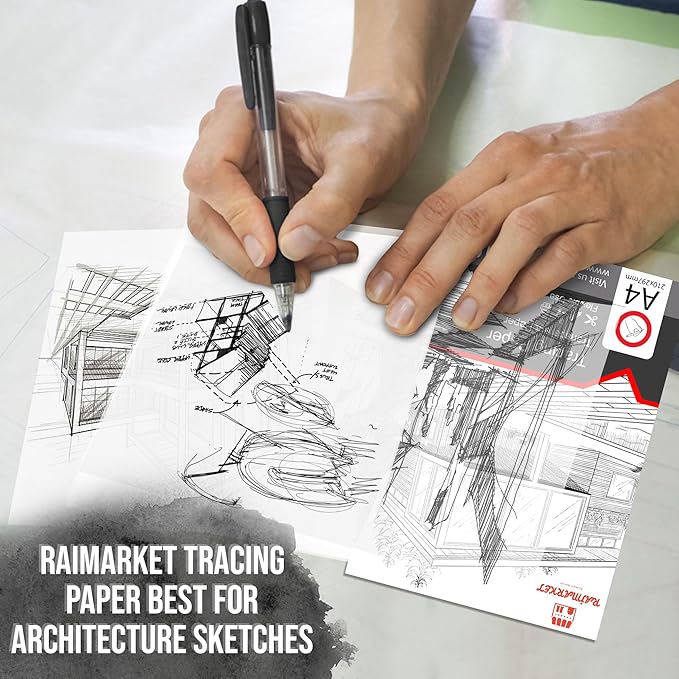 Raimarket Premium Tracing Paper Pack – 9x12 Inches, 100 Sheets, 60gsm, Transparent Paper for Drawing, Sewing and Architectural Drafting