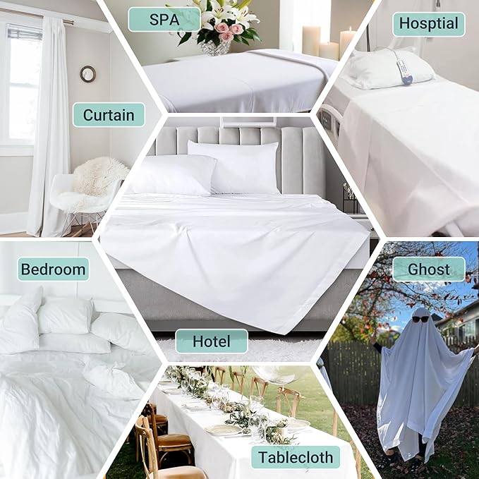 ZPECC Full Flat Sheet Only 4 Pack, Durable White Top Bed Sheets Hypoallergenic - Image 3