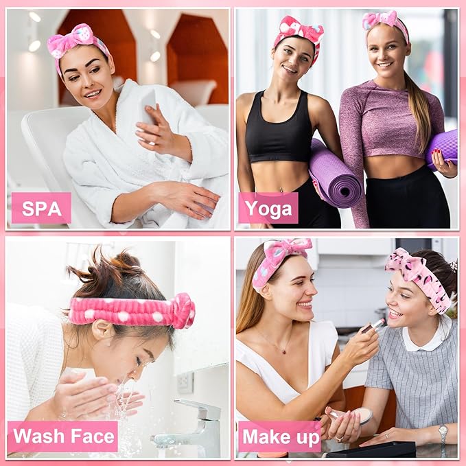 Tigeen 52 Pieces Spa Headband for Washing Face Bulk Soft Coral Fleece Skincare - Image 7