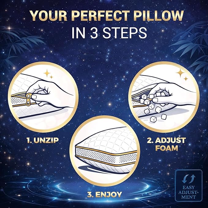 Royal Therapy 4-Pack Queen Memory Foam Pillow, Adjustable Shredded Odor-Free - Image 4