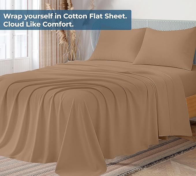 Royale Linens 100% Organic Cotton Twin XL Flat Sheet Only - Image 2
