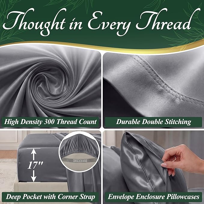 DECOLURE 100% Viscose Derived from Bamboo Sheets Queen Size - Image 4