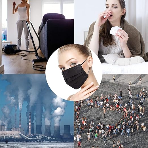 Borje Black Disposable Face Mask 50 Pcs Black Face Masks 3 Ply Protection Masks - Image 7