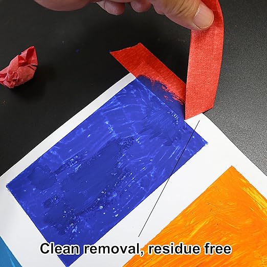 BOMEI PACK Red Painters Tape 1 Inch - Paint Tape 10 Rolls x 1 Inch x 55 Yards - Painter's Tape Red Masking Tape for Walls Painting, DIY Crafting, and School Projects, Total 550 Yards