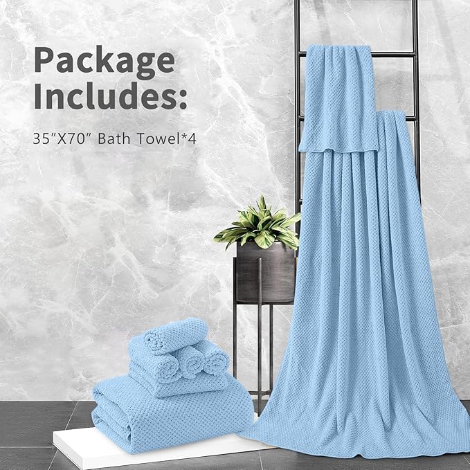 Extra Large Bath Towel Set of 4, Oversized Bath Sheet Super Soft Highly - Image 7
