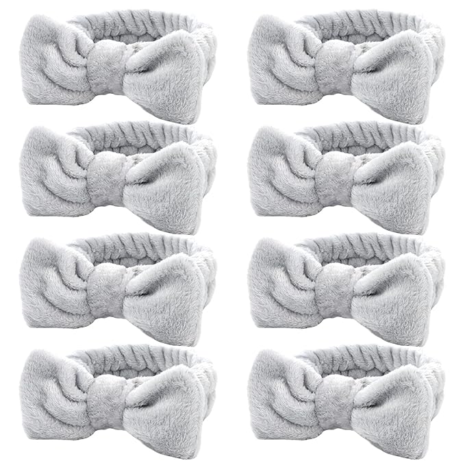 Ondder Spa Headband for Washing Face 8 Pack Gray Skincare Headbands for Women by Ondder