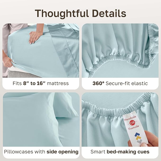 CALIFORNIA DESIGN DEN 5-Star Hotel 600 Thread Count 100% Cotton Sheets Set - Image 6