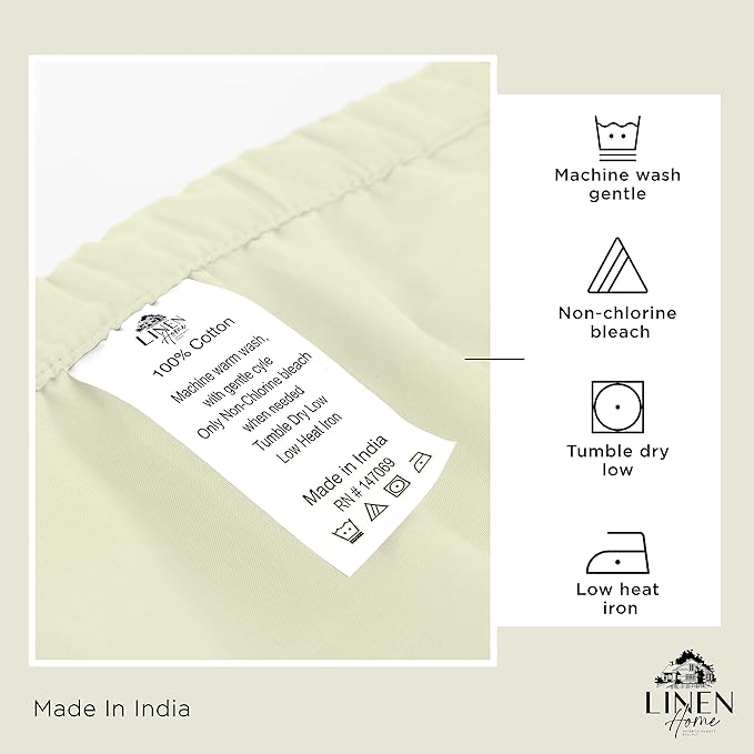 Linen Home 100% Cotton Percale 1 Flat Sheet, Queen Size - Image 4