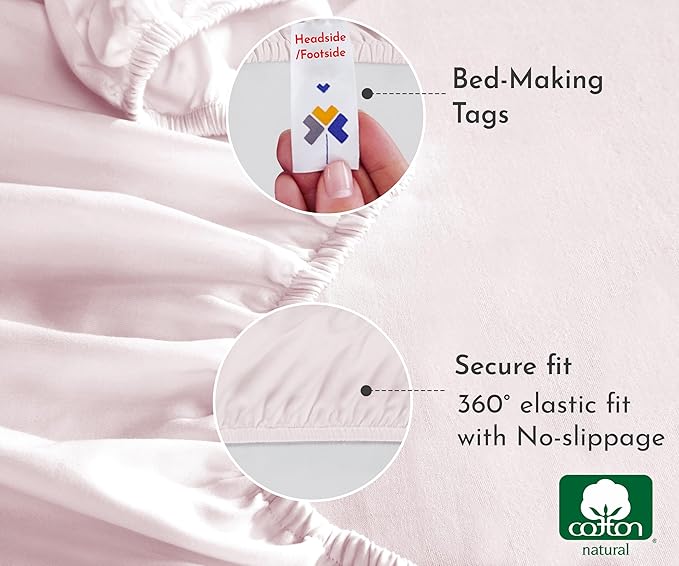 California Design Den Twin Bed Fitted Sheet Only, 100% Cotton, No Pop-Off - Image 5