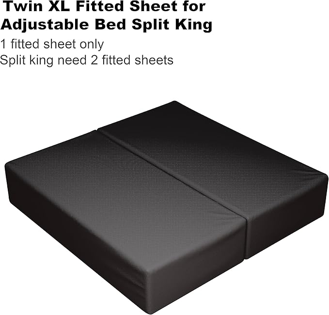 Twin XL Size Fitted Sheet Only Black, 100% Egyptian Cotton 600 Thread Count - Image 3