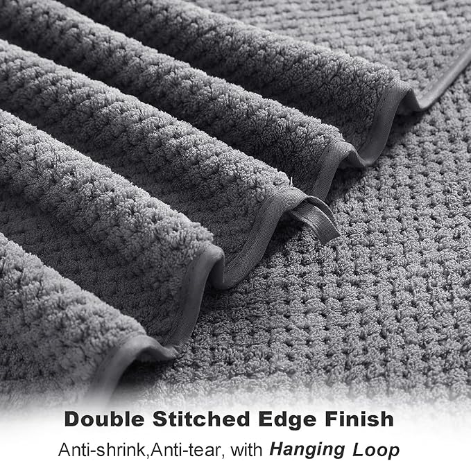 8-Piece Gray Bath Towel Set, 2 Extra Large Bath Towel Sheets, 2 Hand Towels and - Image 4
