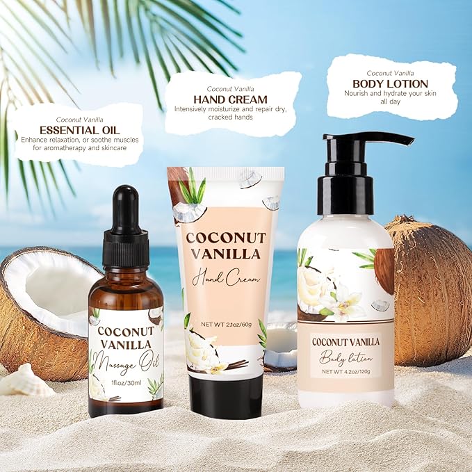 Mothers Day Gifts for Mom, Spa Gift Baskets for Women, Vanilla Coconut Bath and - Image 5